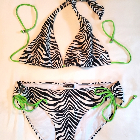 Zebra print halter style bikini - Picture 1 of 3